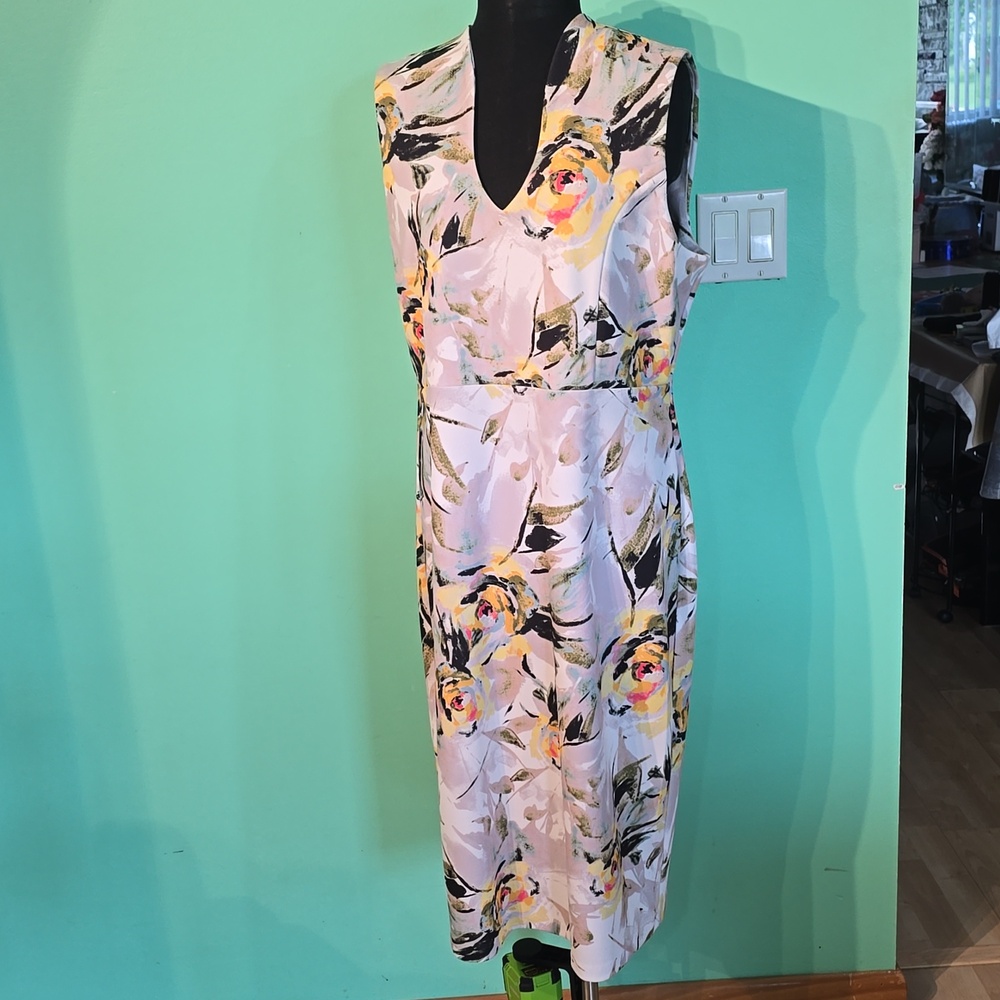 Nina Leonard Floral Midi Dress, size XL.
